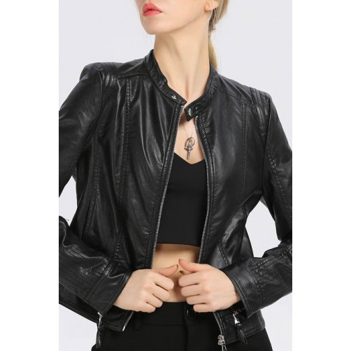 Stand Up Collar Motorcycle Jacket