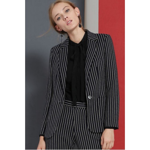 Single Button Striped Blazer