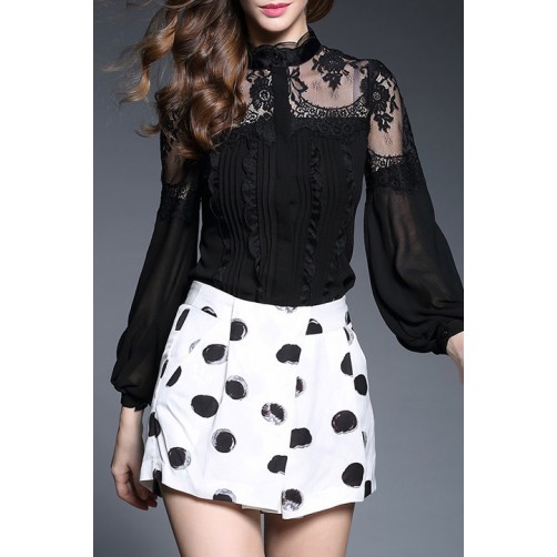 Lantern Sleeves Lace Blouse