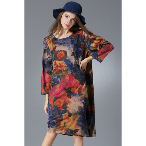 Oil Painting Floral Smock Dress