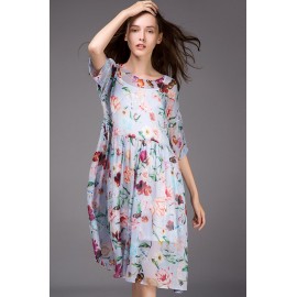 Light Floral Print Loose Dress