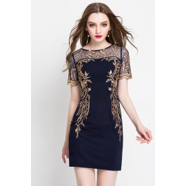 Dark Navy EmbroideMini Dress