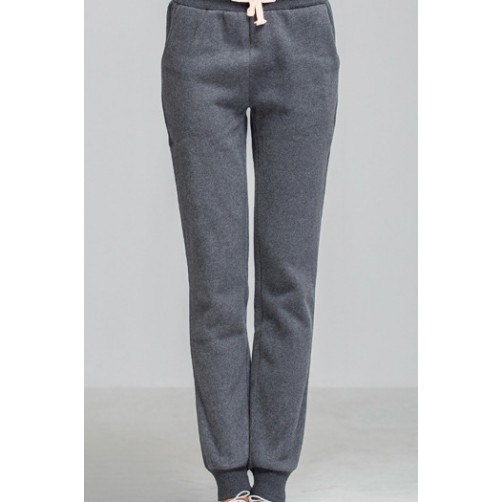 Dark Drawstring Waist Cotton Pants