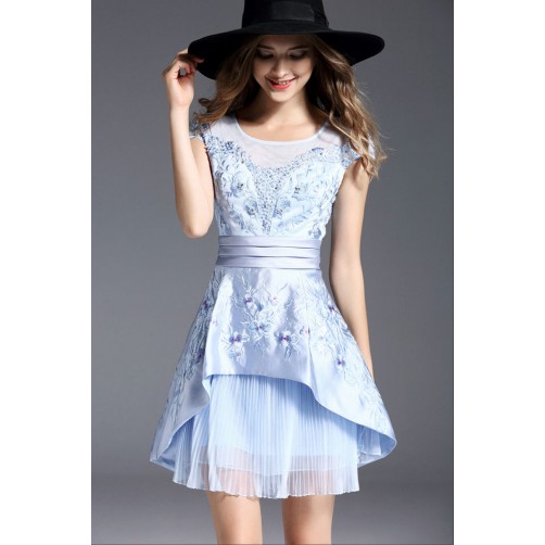 Light EmbroidePleated Dress