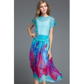 Tie Dyed Prnt Two Piece Dress