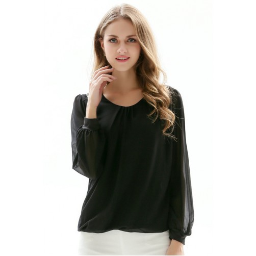 Long Sleeves Rhinestoned Blouse